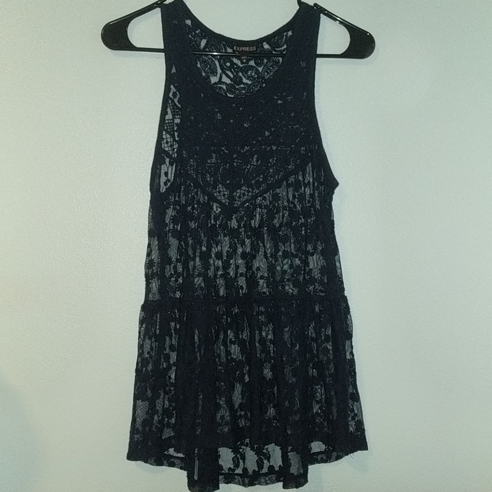 Long lace, mesh tank top